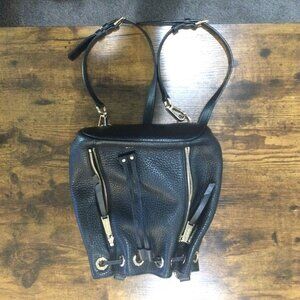 Michael Kors Leather Bucket Backpack Adjustable Purse - Black